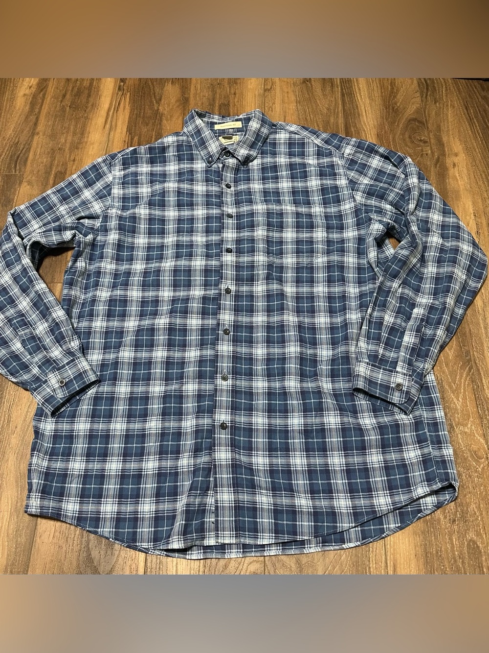 L.L. Bean Plaid Flannel Shirt Traditional Fit Blue Mens Size XL Tall Cotton XLT